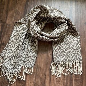 Loft reversible shimmer scarf cream brown print